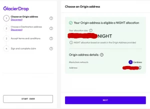 Participar airdrop de Midnight Glacier Drop